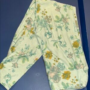 LULAROE -  Floral Print Leggings - Green and Yellow